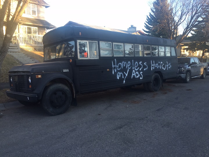 Charity haircut bus vandalized in Calgary - image