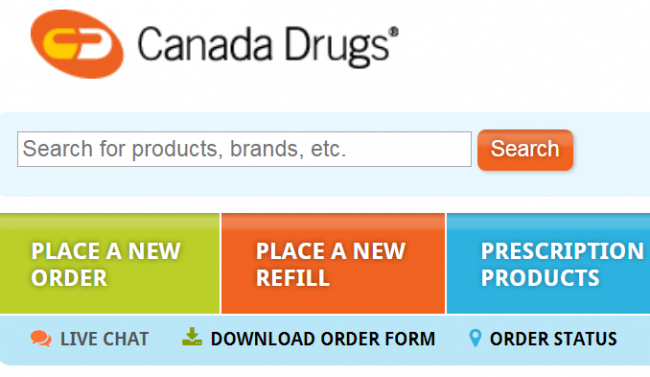 Screenshot of Canada Drugs website homepage.