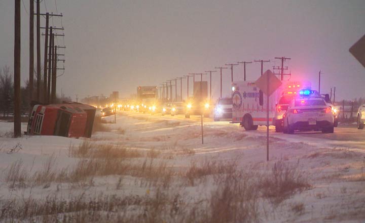 Saskatoon police were called to a rollover at the intersection of 71st Street East and Wanuskewin Road on Tuesday.