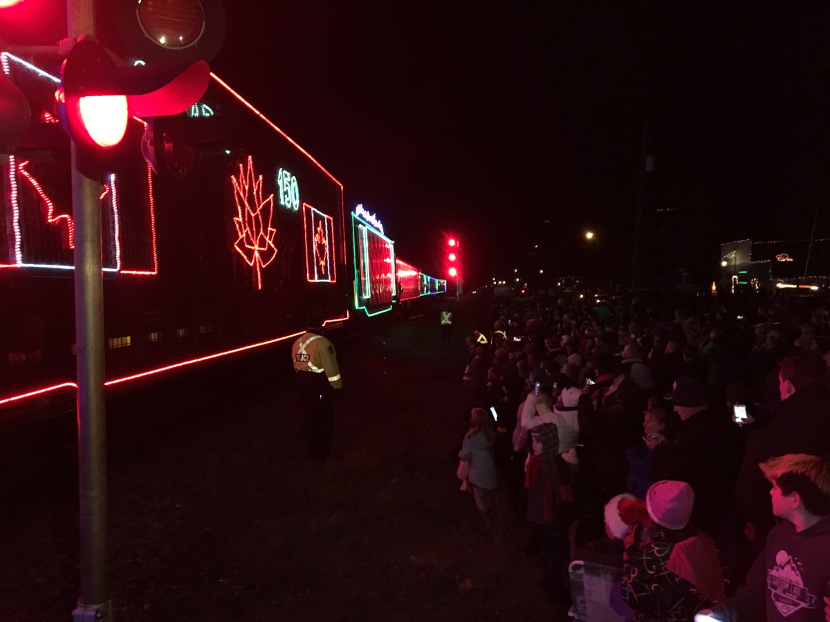 Crowds greet the CP Holiday Train in Canoe, B.C., Thursday. 
