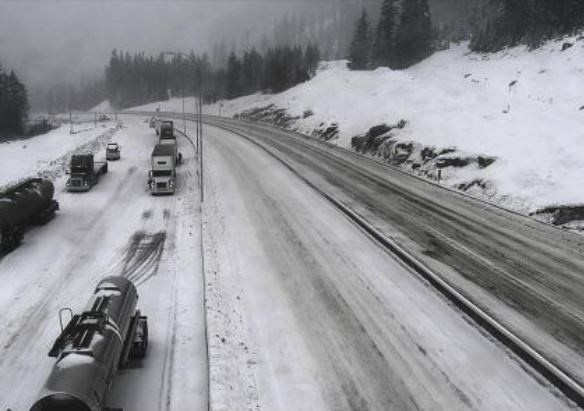 The Coquihalla Highway is a mess Tuesday morning.