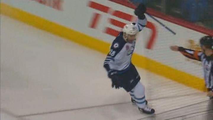 Manitoba Moose captain Patrice Cormier celebrates his second goal of the game in their 6-1 win over the Milwaukee Admirals on Sunday.