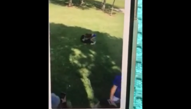 Screen grab from a video taken by a student and posted to Facebook by the beating victim's father.