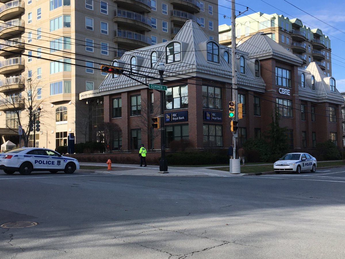Halifax Regional Police have a man in custody in connection with a bomb threat at the Spring Garden RBC on December 14, 2017.