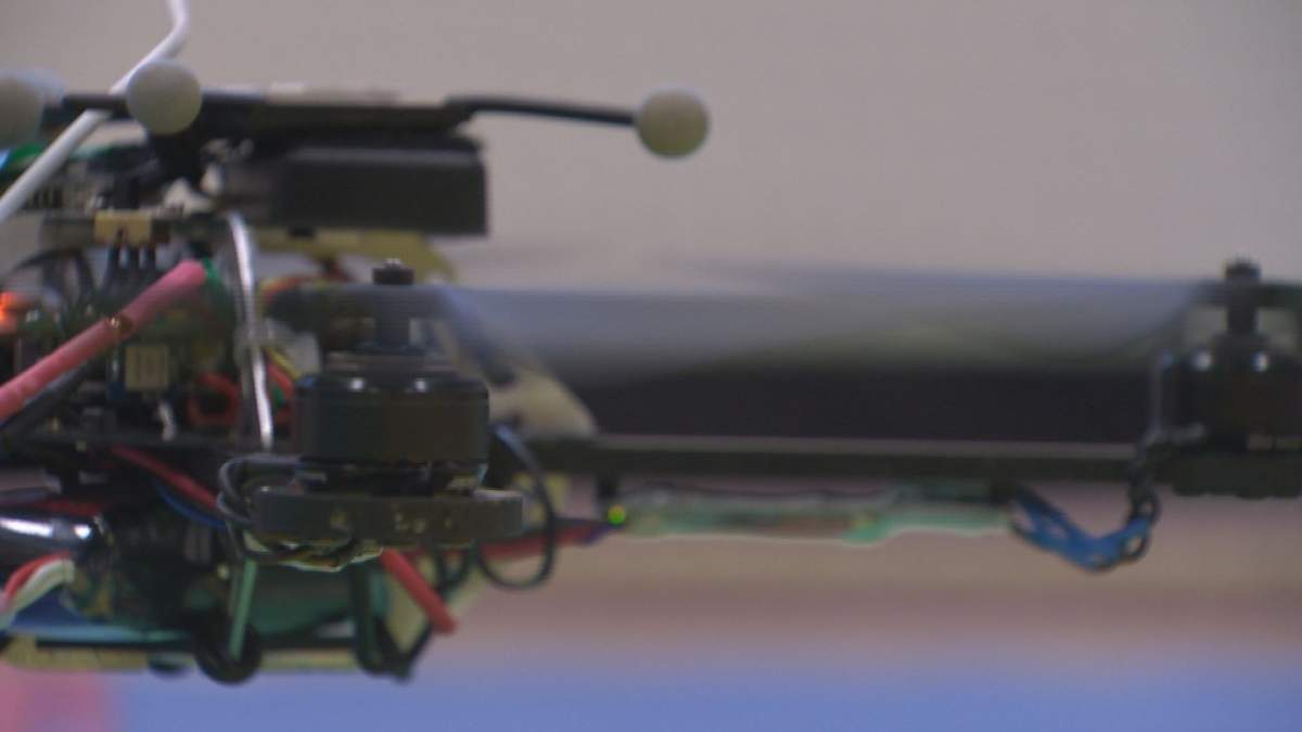Sensors on the drones send and receive information to a computer, Tuesday, Dec. 5, 2017.