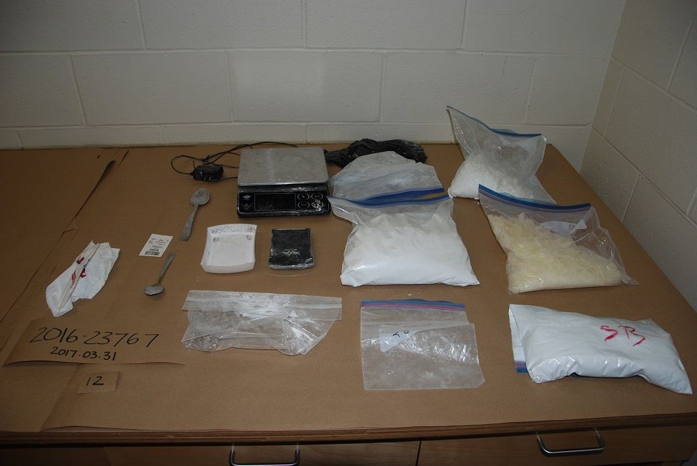 Drugs police say were seized from Erwin Dagle’s home on March 30, 2017.