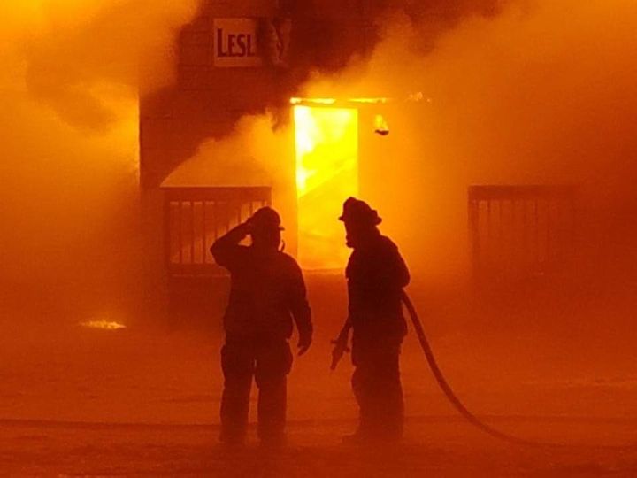 The Elks Lodge in Leslieville, Alta. was destroyed by fire Friday, Dec. 29, 2017.