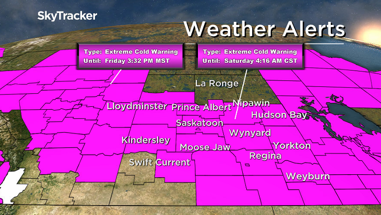 Extreme cold warnings remain in place across Saskatchewan Friday.