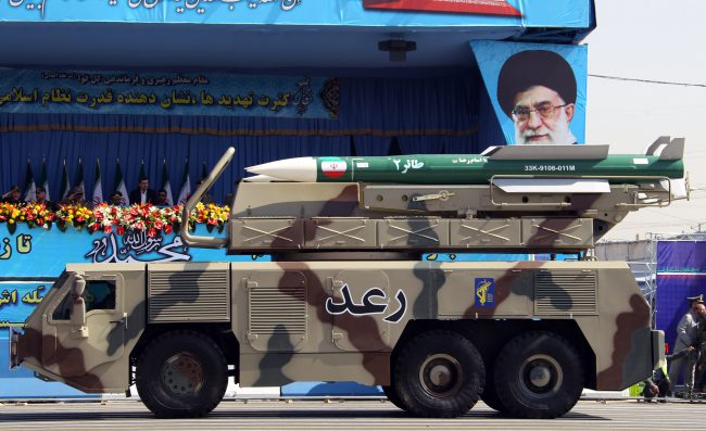Iran's Revolutionary Guard displays air defense systems during a military parade in Tehran, Iran, Sept. 21, 2012.