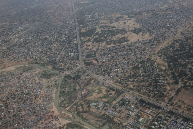 An aerial view of Maiduguri, the city that birthed Boko Haram, located some 20 kilometres from the logging site where the attack took place.