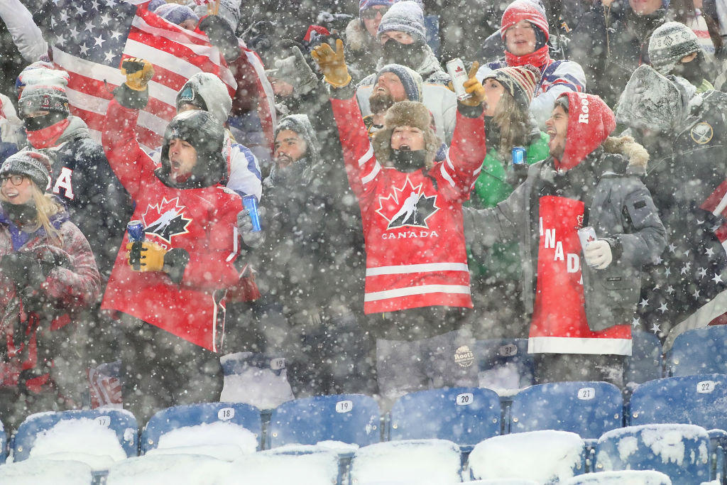 BUFFALO, NY – DECEMBER 29: Fans supporting Canada in the second period against the United States during the IIHF World Junior Championship at New Era Field on December 29, 2017 in Buffalo, New York.