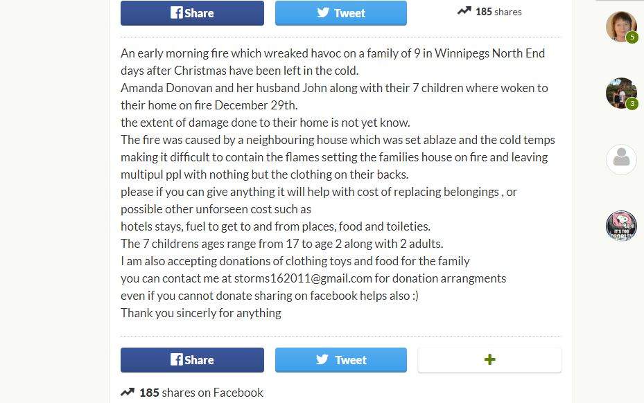 Winnipeg family forced out of home Friday after fire on Pritchard Avenue - image