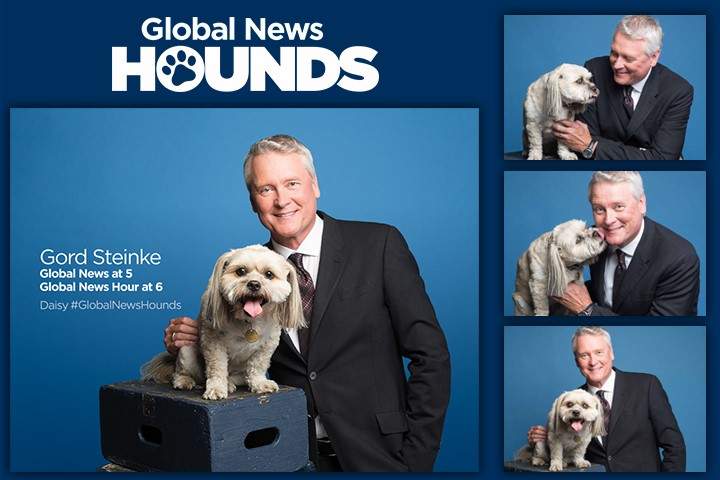 Global News Anchor Gord Steinke with his Global News Hound, Daisy