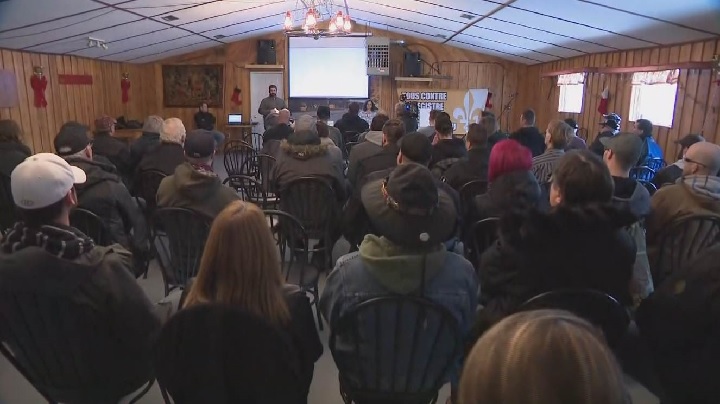 A pro-gun lobby group held a meeting at a sugar shack near Quebec City. The group had originally planned to meet at a memorial site for the victims of Montreal's Polytechnique shooting but changed the location following public outcry. Saturday, Dec. 12, 2017. 
