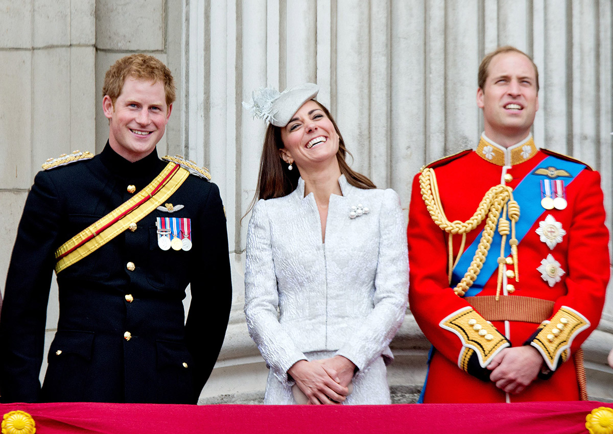Prince Harry, William and Catherine, Duke and Duchess of Cambridge of the United Kingdom attend the Queen's Birthday parade .