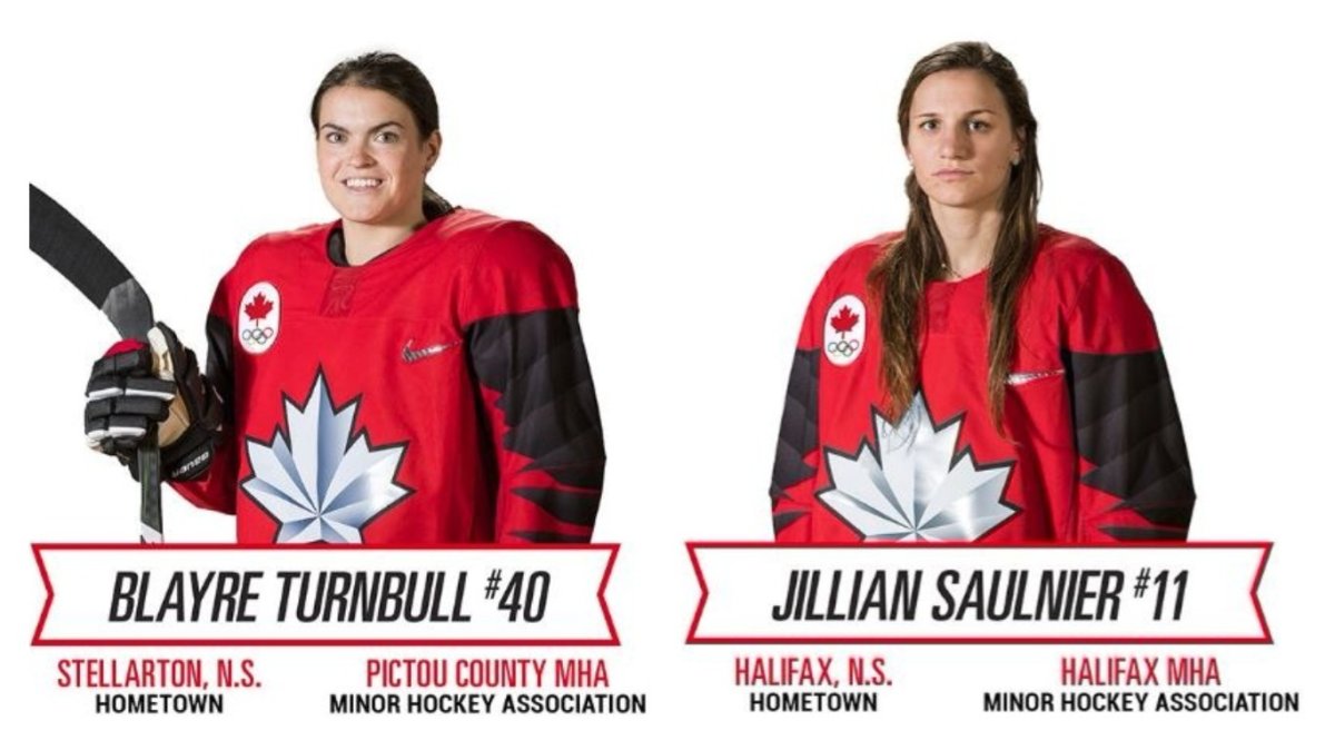 Nova Scotians Blayre Turnbull and Jill Saulnier were named to the Canadian Women’s Olympic Hockey Team when Hockey Canada revealed its roster on Friday.