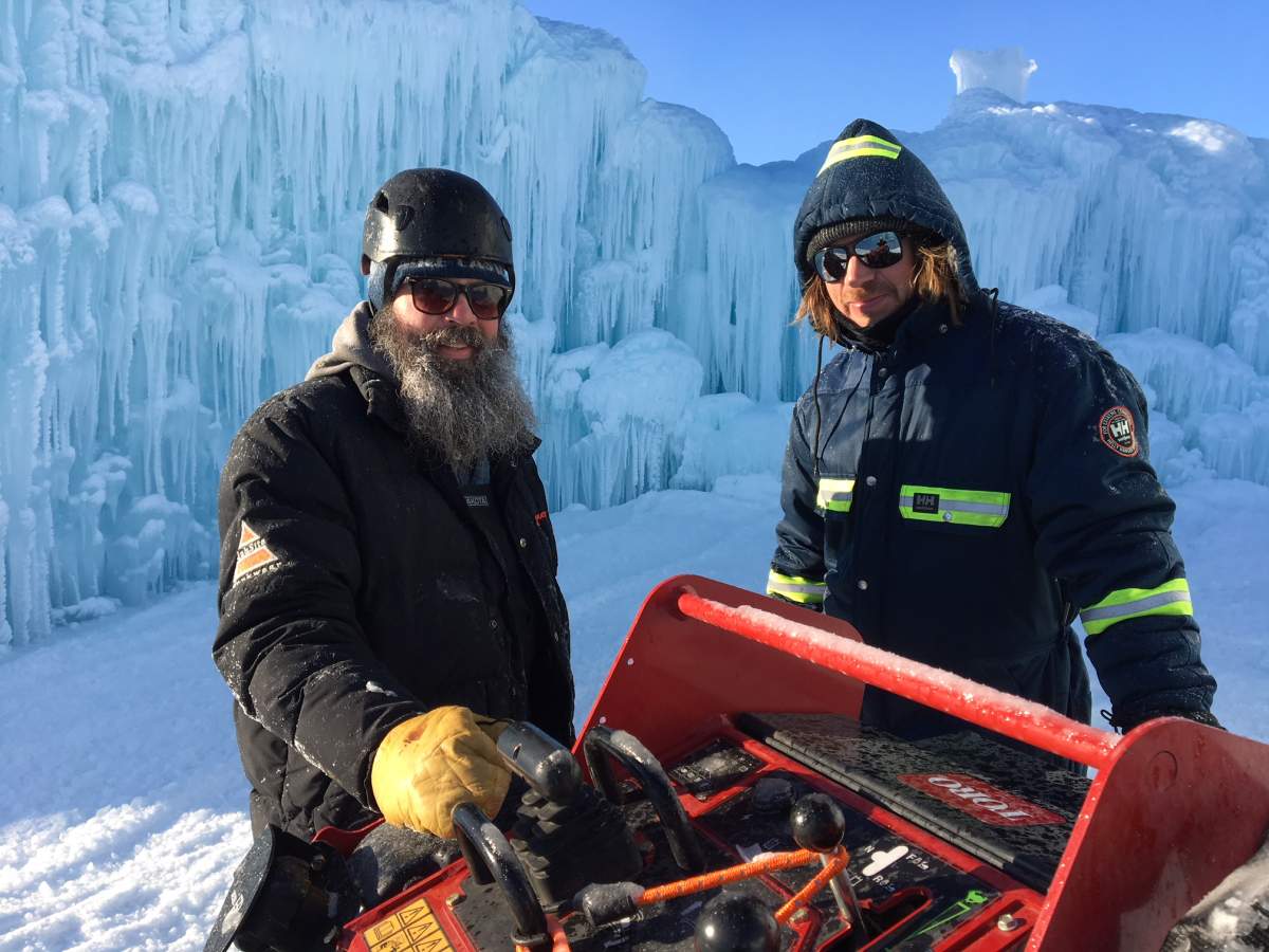 Crews continue to prepare the Ice Castle at Hawrelak Park on Dec. 28, 2017.