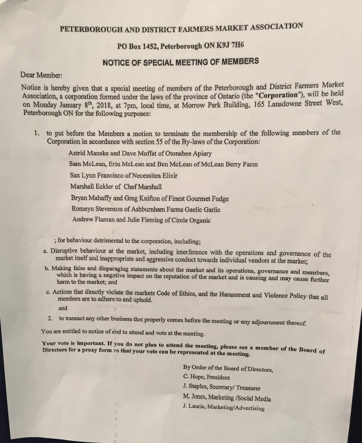 Seven local vendors facing termination from Peterborough farmers’ market - image