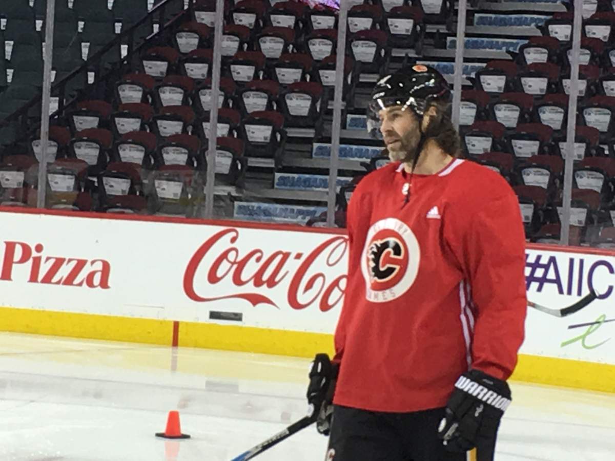 Calgary Flames forward Jaromir Jagr skates at the Scotiabank Saddledome Thursday, Dec. 14, 2017.