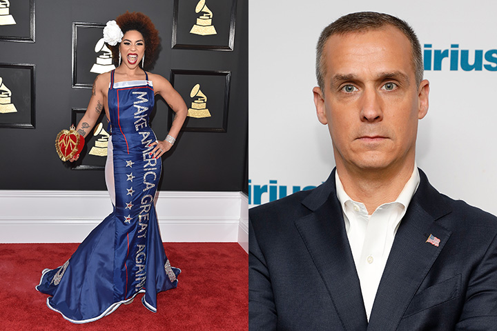Recording artist Joy Villa and Donald Trump’s former campaign manager Corey Lewandowski are pictured in this combination of file photos. 