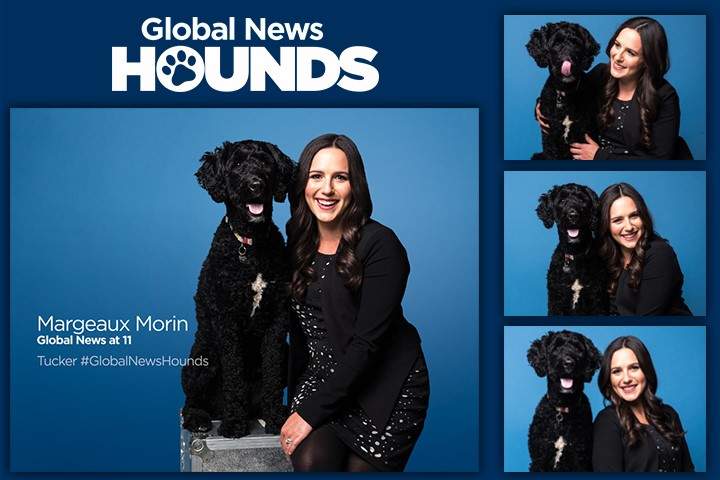 Global News Weather Anchor MARGEAUX MORIN with her Global News Hound TUCKER