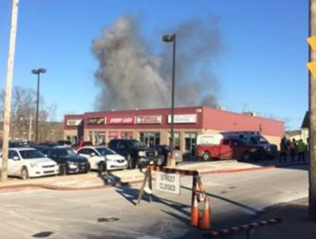 A fire in New Glasgow, N.S., on Dec. 27, 2017,  forced emergency crews to close multiple streets as they attempted to battle the blaze.