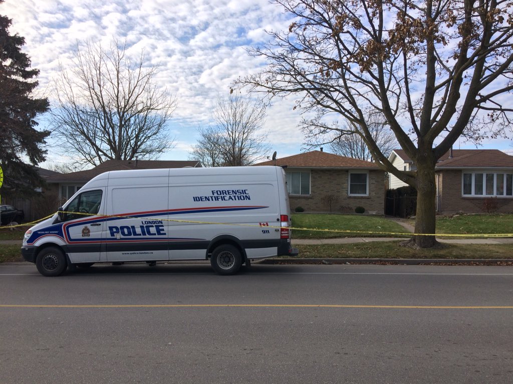 A forensics van was parked outside the Nixon Avenue residence on Saturday morning.