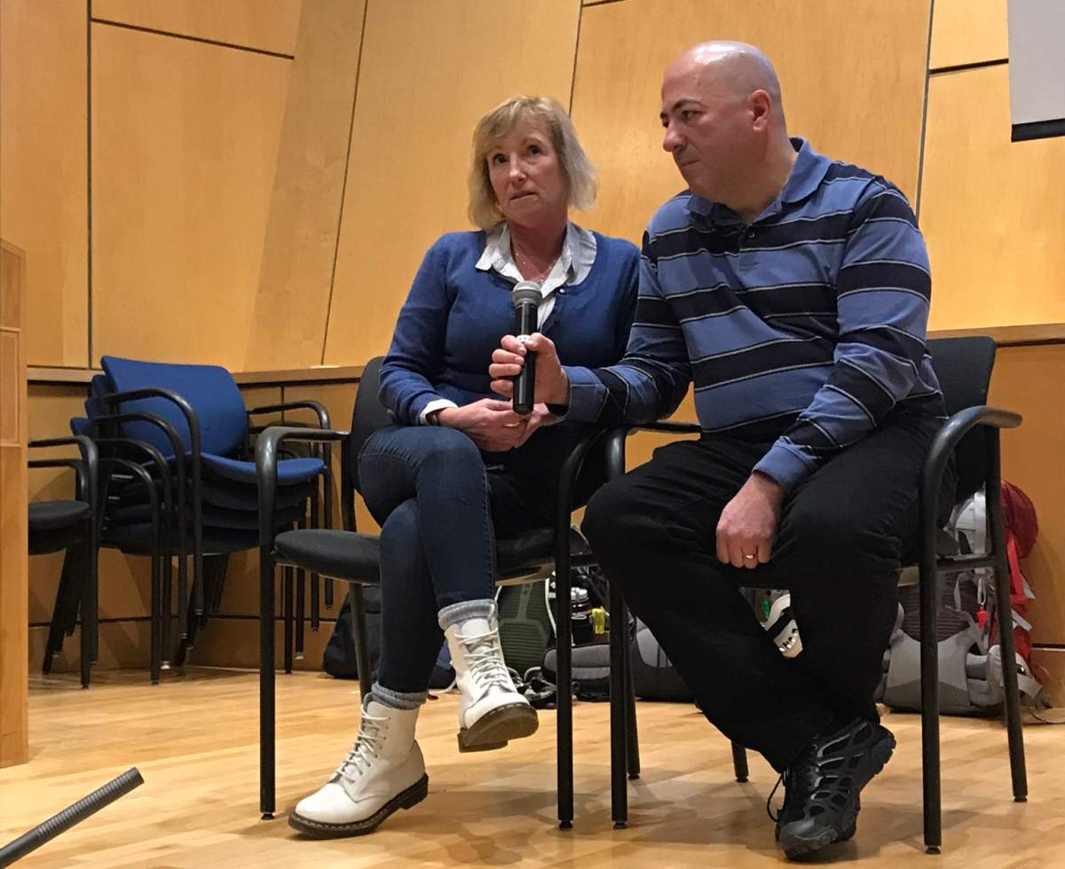 Annette Poitras spoke about her fight for survival alongside her husband at the B.C. Justice Institute Friday night.