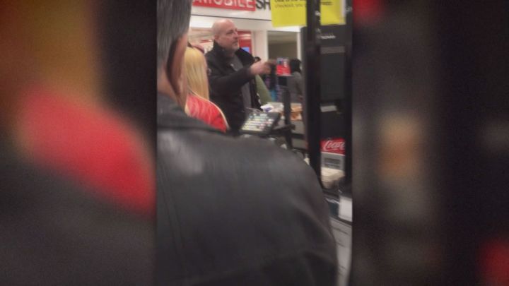 Video shot by a Calgary man shows a verbal and physical confrontation between a Superstore employee and customer loaded with racist insults.