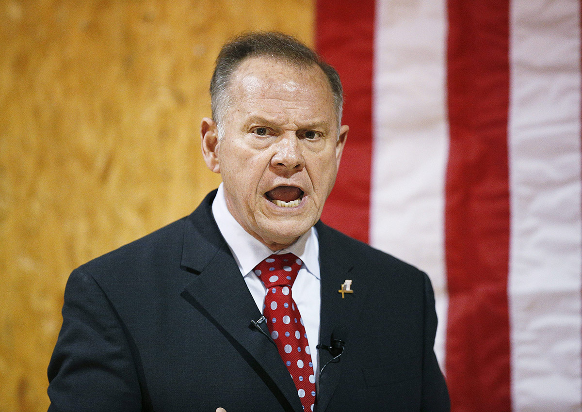 Roy Moore speaks at a campaign rally, in Dora, Ala. 