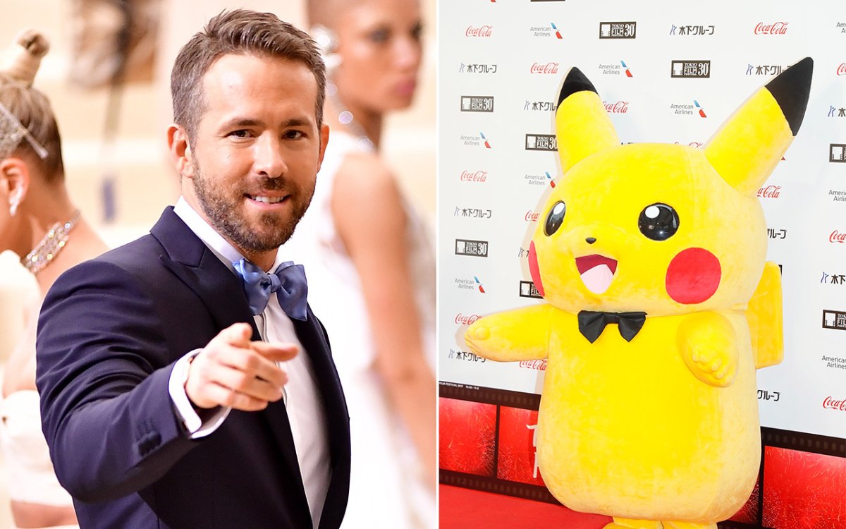 (L-R): Ryan Reynolds and Pikachu.