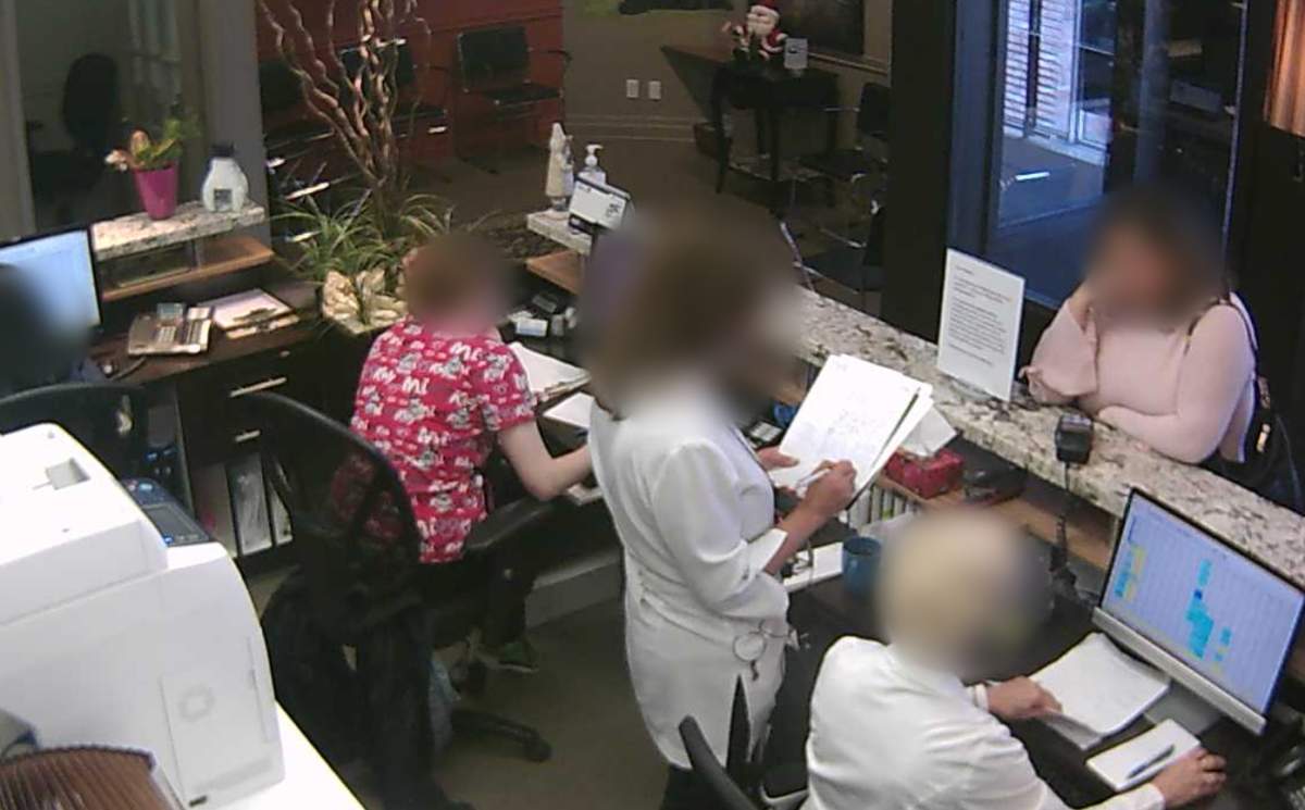 A security camera from a Toronto-area dental office broadcast online.