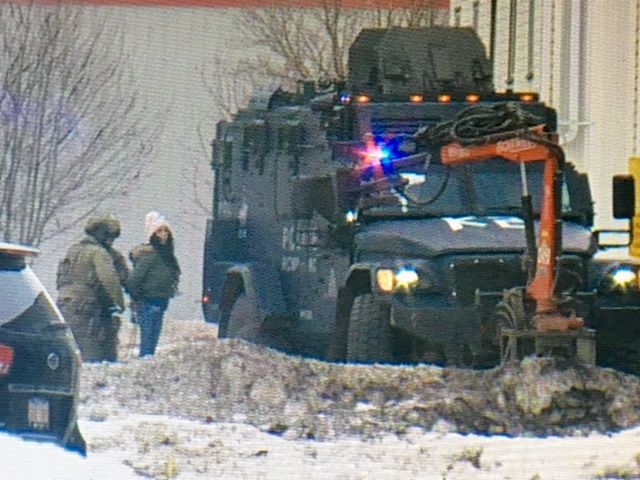 A woman was placed in handcuffs during a police incident in a Sherwood Park industrial area. December 12, 2017.