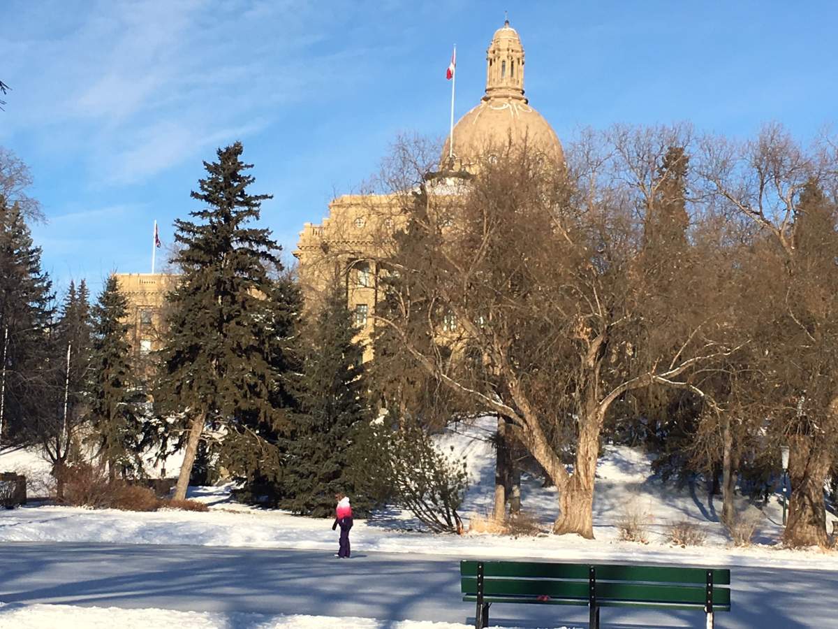 Karen Mann had the Alberta Legislature skating rink all to herself.