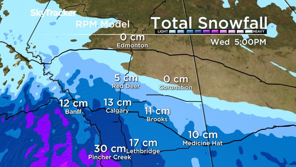 A snowfall warning was issued for southern Alberta on Monday, Dec. 18.