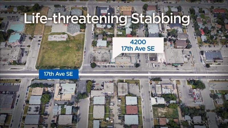 Calgary police responded to reports of a stabbing in the 4200 block of 17 Avenue S.E. on Sunday, Dec. 17, 2017. 