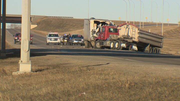 RCMP investigate a fatal collision in the area of Highway 216 and Highway 14 in Strathcona County Monday, Dec. 18, 2017.