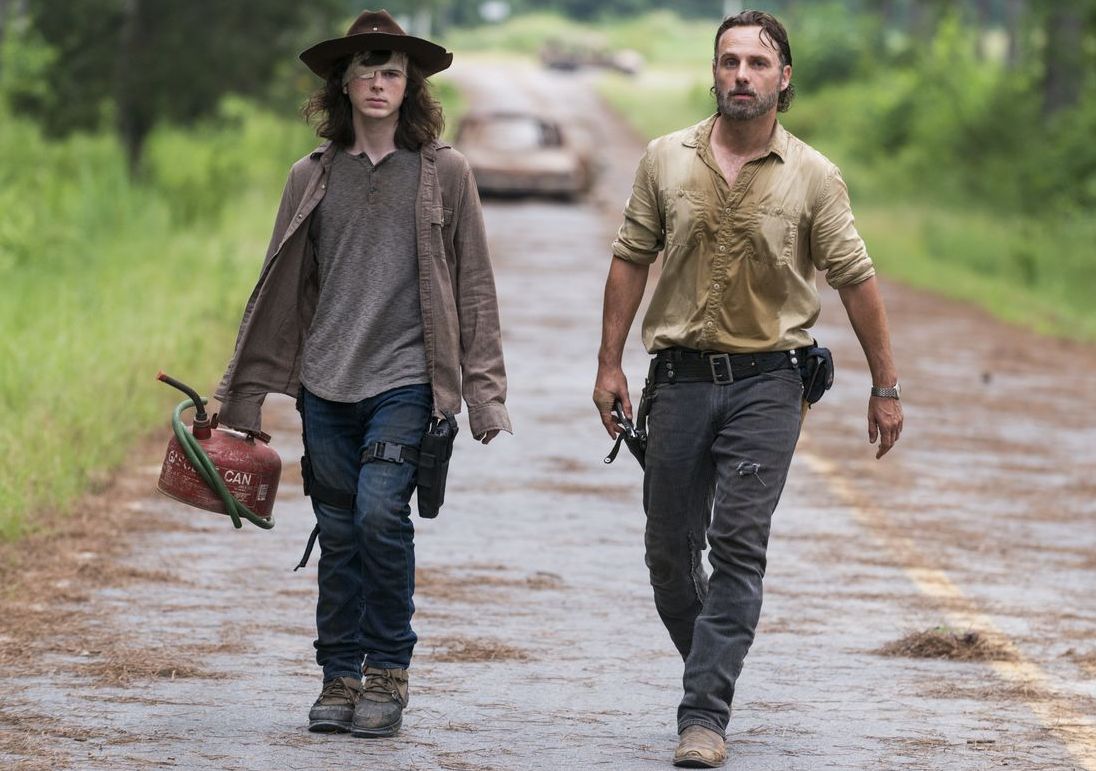 Carl (Chandler Riggs) and RIck (Andrew Lincoln) in the 'Walking Dead' finale.