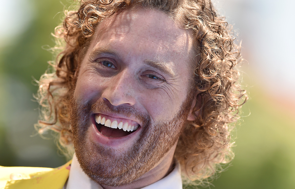 T.J. Miller arrives at the premiere of 'The Emoji Movie' at Regency Village Theatre on July 23, 2017 in Westwood, Calif.