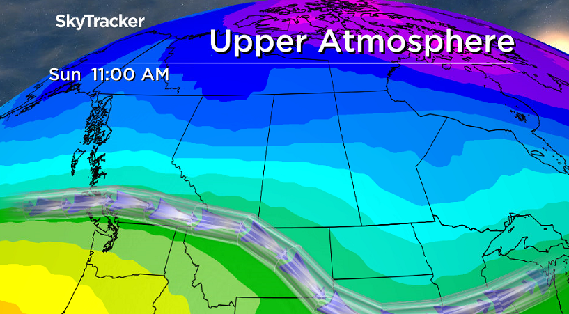 Upper trough drops central Saskatchewan into slightly cooler air this weekend.