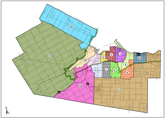 New ward boundaries in Hamilton per OMB recommendations.