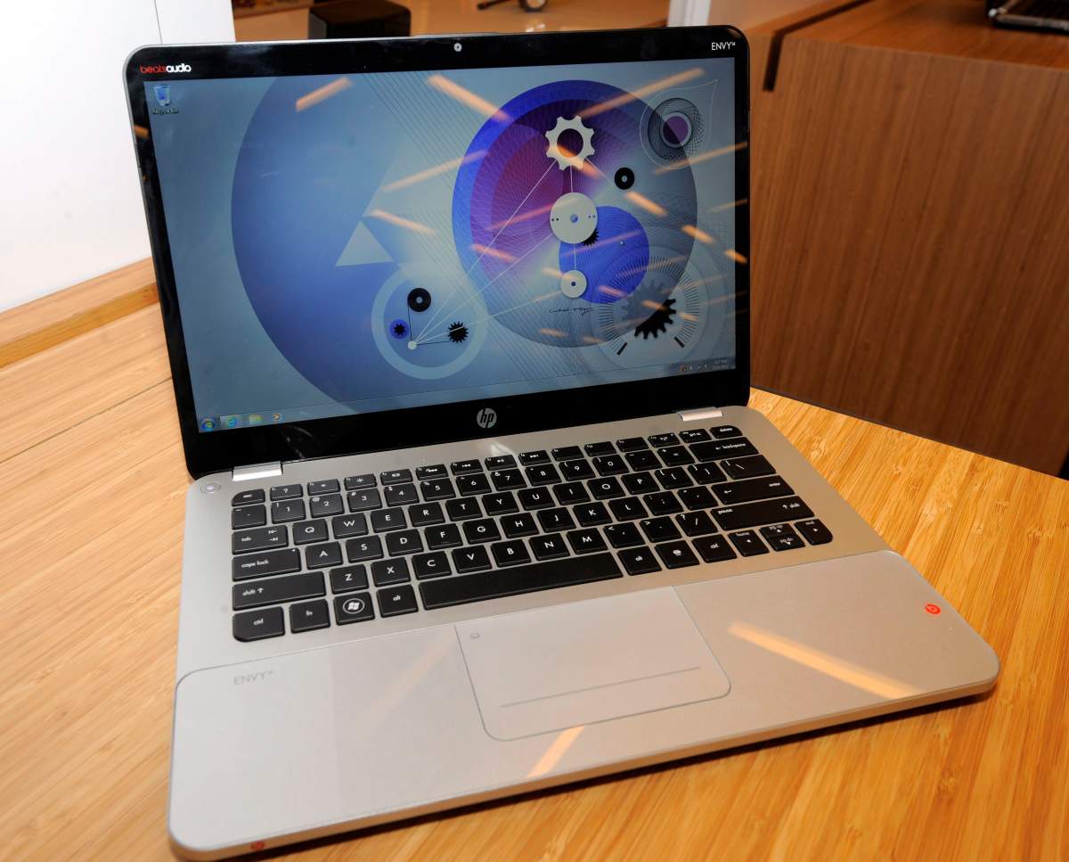 Hewlet Packard displays the Envy 14 Spectre ultrabook in Las Vegas, Tuesday, Jan. 10, 2012. 