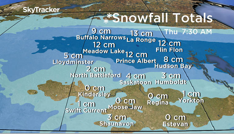 10 to 15 centimetres of snow is possible in parts of northern Saskatchewan that are under a snowfall warning.