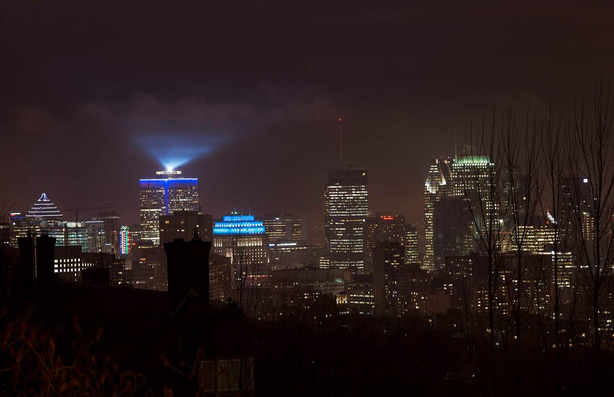 Montreal skyline is shown at night on Wednesday, March 1, 2017.