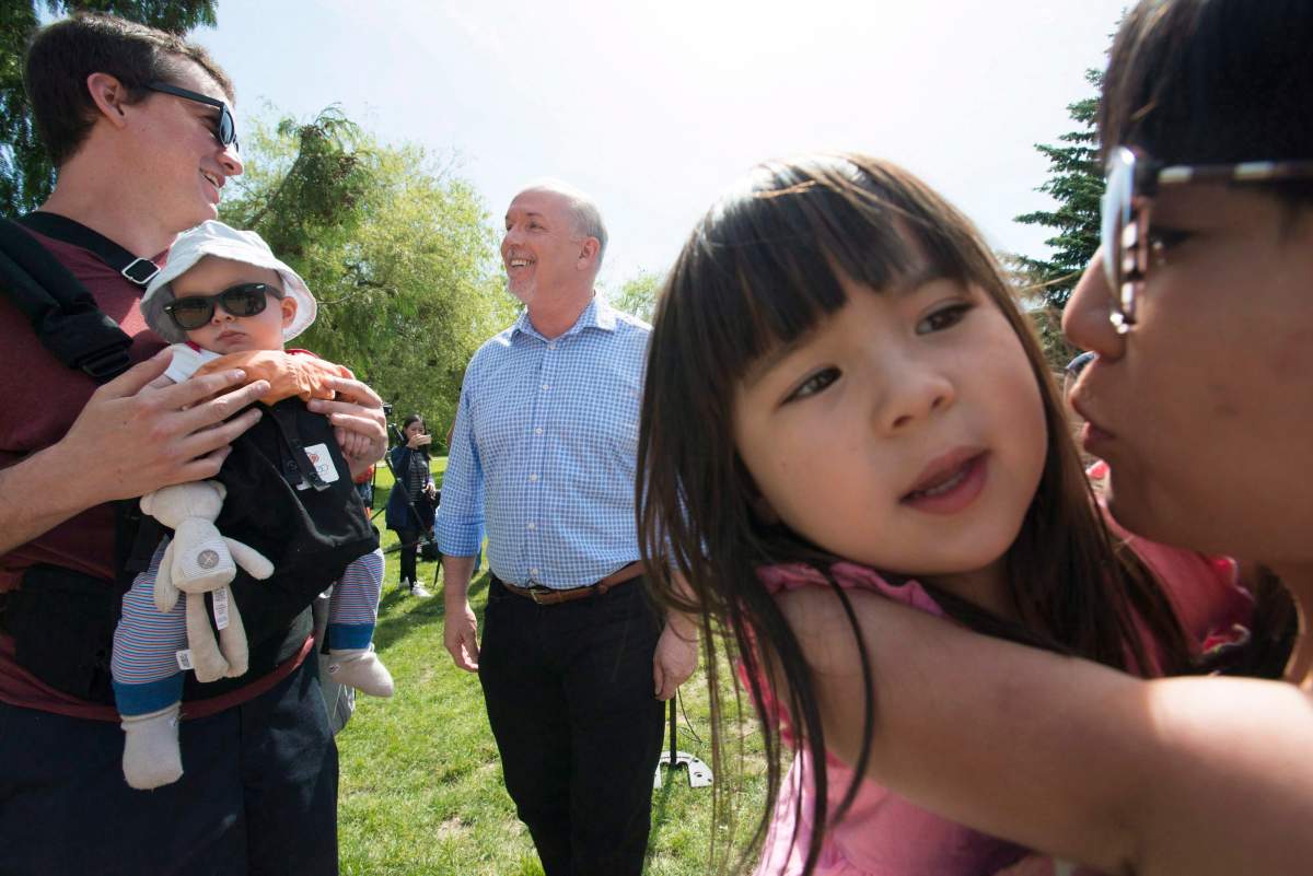 John Horgan is seen at a park in Vancouver, B.C. Wednesday, June 7, 2017, where he spoke about the future of daycare in the province of British Columbia.
