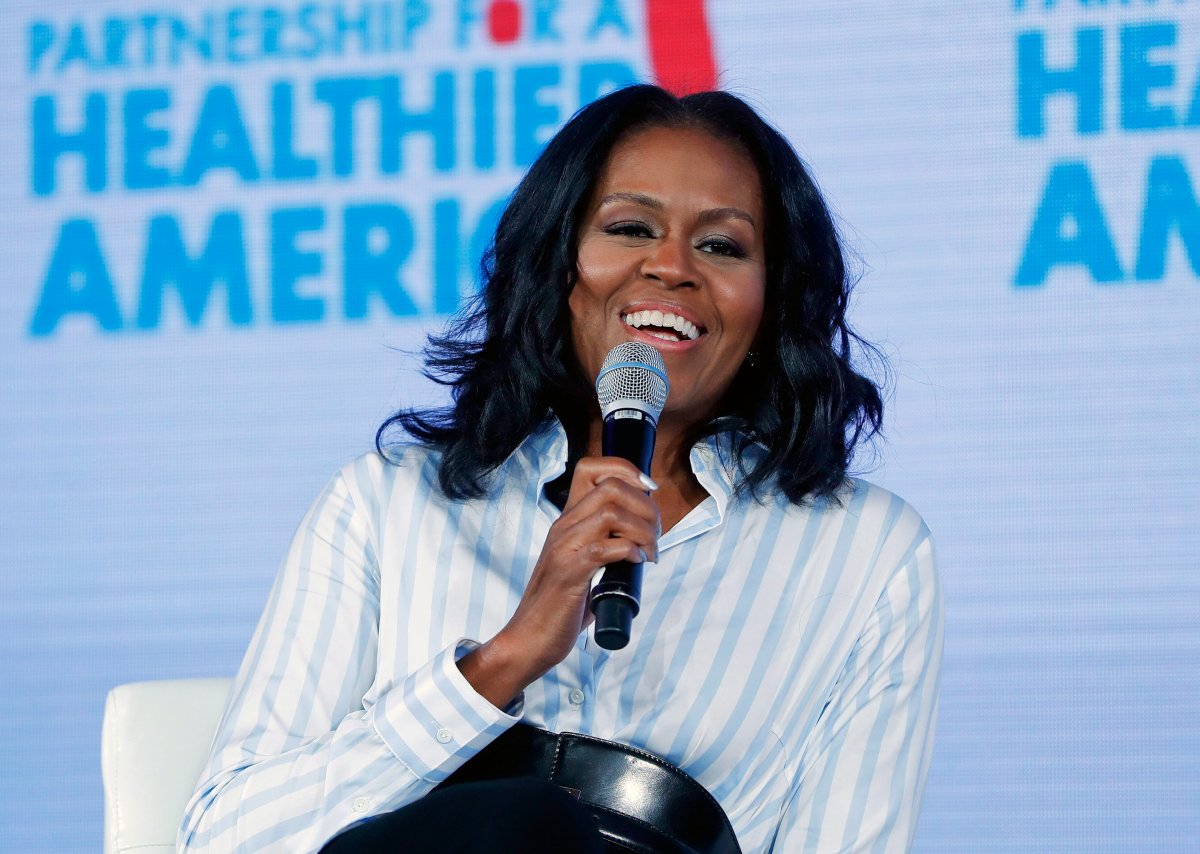 In this May 12, 2017, file photo, former first lady Michelle Obama smiles while speaking at the Partnership for a Healthier American 2017 Healthier Future Summit in Washington. 