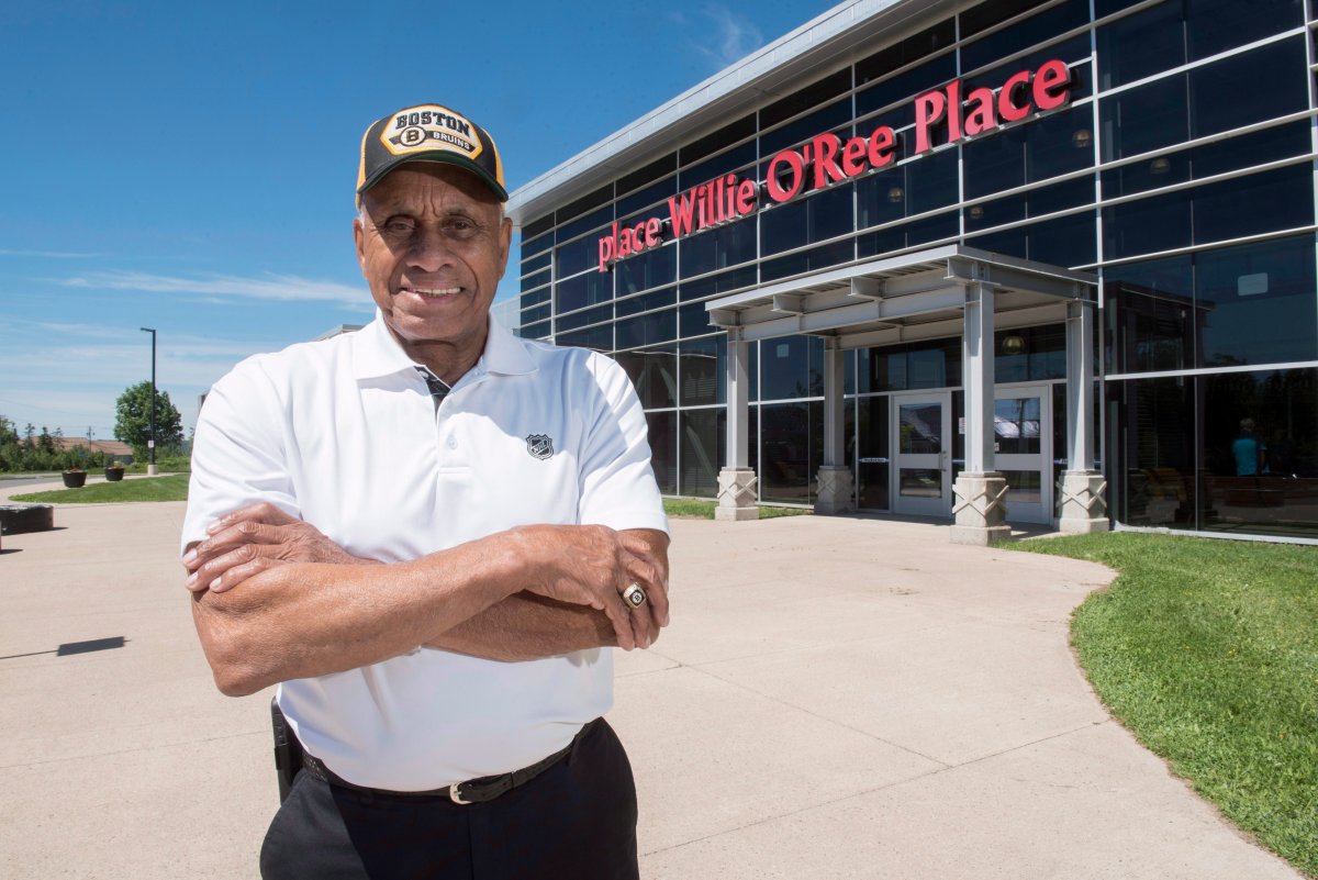 Willie O'Ree, known best for being the first black player in the National Hockey League, is shown at Willie O'Ree Place in Fredericton, N.B., on Thursday, June 22, 2017. 
