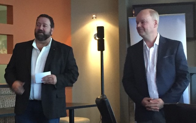 Paul Edward Beasant is seen in a photo from 2017 with Nova Scotia PC Leader Jamie Baillie. 