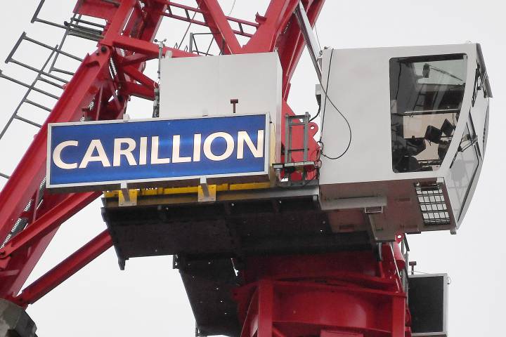 A Carillion crane at a construction site in London, Britain.


