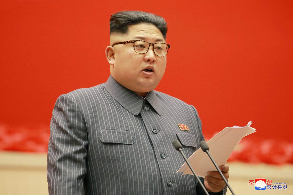 North Korean leader Kim Jong-un gives opening remarks at the 5th Conference of Cell Chairpersons of the Workers' Party of Korea (WPK), in this undated photo released by North Korea's Korean Central News Agency (KCNA) in Pyongyang on December 22,2017.